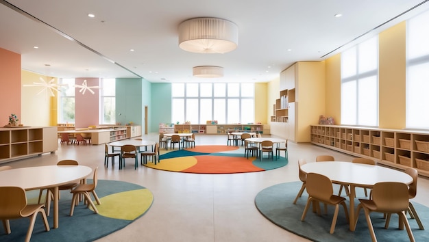 Beautiful interior design of an empty kindergarten