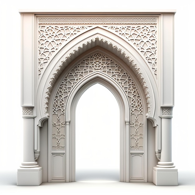 Beautiful Islamic arch window isolated on white background