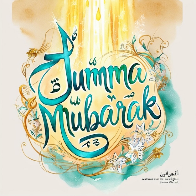 Photo a beautiful islamic concept image with jumma mubarak typography