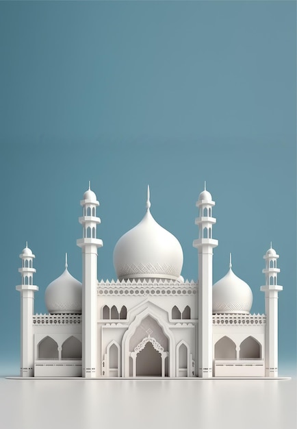 beautiful Islamic mosque vertical background with copy space Generative Ai