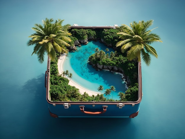 Beautiful island inside a suitcase