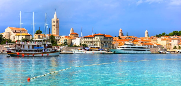 Beautiful island Rab in Croatia View of old town and marine