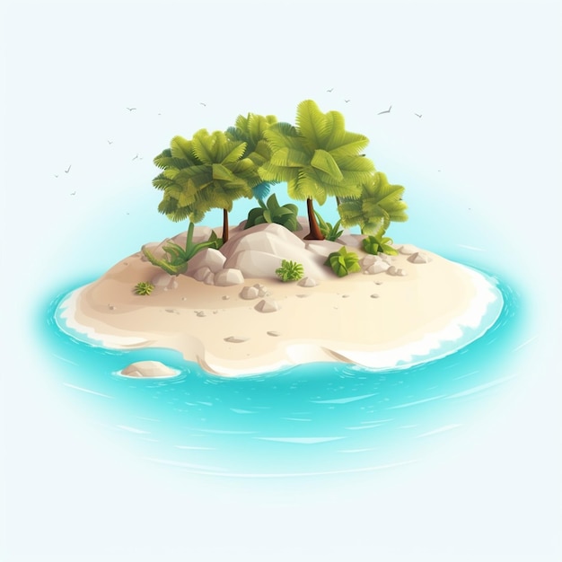 Beautiful island with blue sea white sand illustration 4