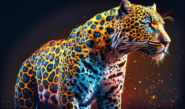 A beautiful jaguar with spotted fur