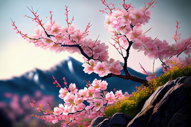 Beautiful Japanes famous cherry blossom flower