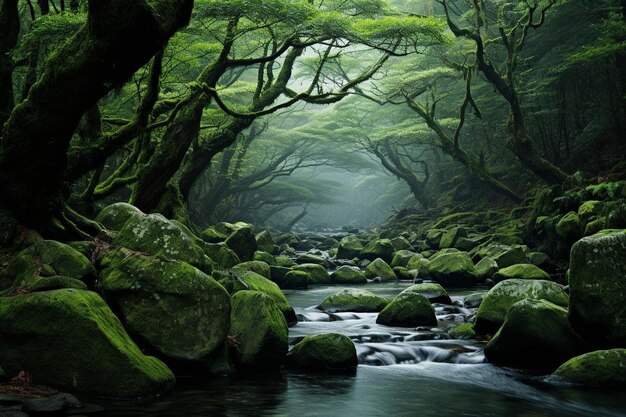 Beautiful japanese forest scene