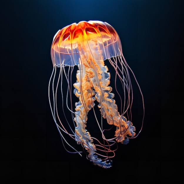 Beautiful Jellyfish isolated on dark blue background