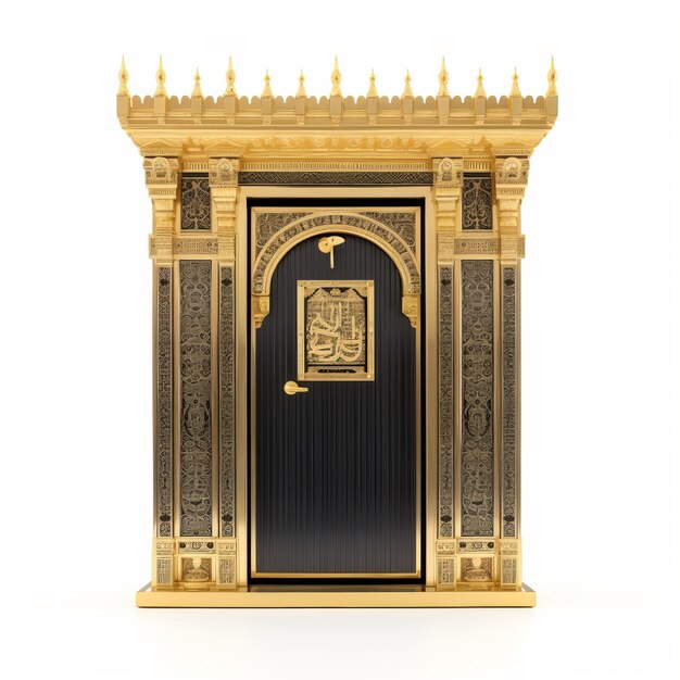 Photo beautiful kaaba door isolated on white background