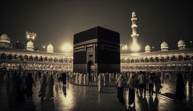 Beautiful kaaba hajj piglrimage in mecca umra eid al adha photo background illustration