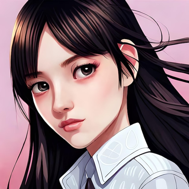 A beautiful kawaii girl anime Portrait view