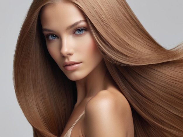 Photo beautiful keratin treated hair