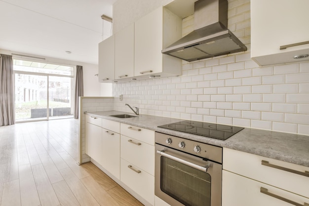 Beautiful kitchen with parquet floor