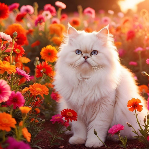 Beautiful kitten with flowers