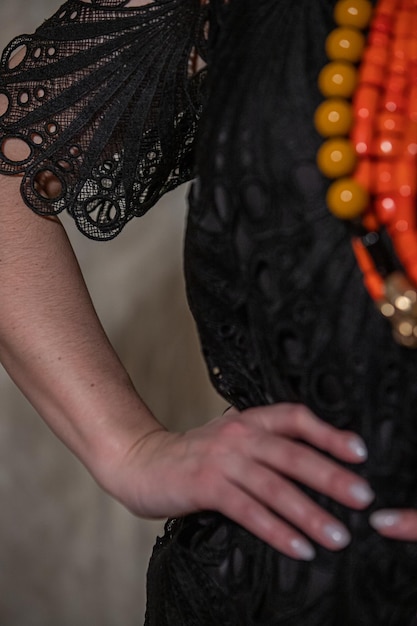 Beautiful lace Details of a lace black dress