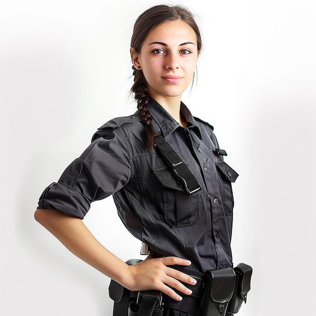 beautiful lady security officer with uniform