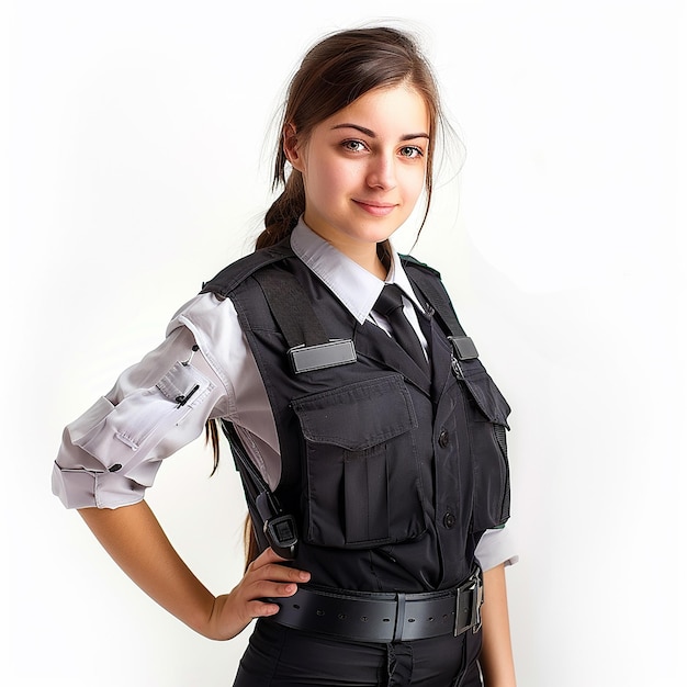 beautiful lady security officer with uniform