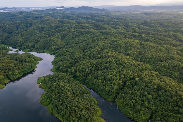 Beautiful lake above the dam among blue sky clouds and mountains,lake mountain view