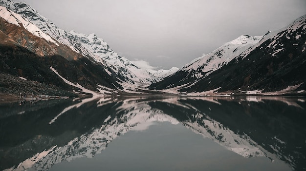 A beautiful lake in front of mountains