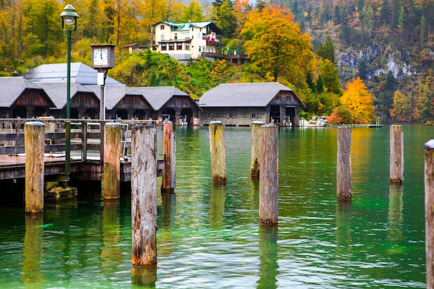 The beautiful Lake King Lake in Germany the yacht stops at the boat house2017 10 08 King Behitchiden Lake in Germany