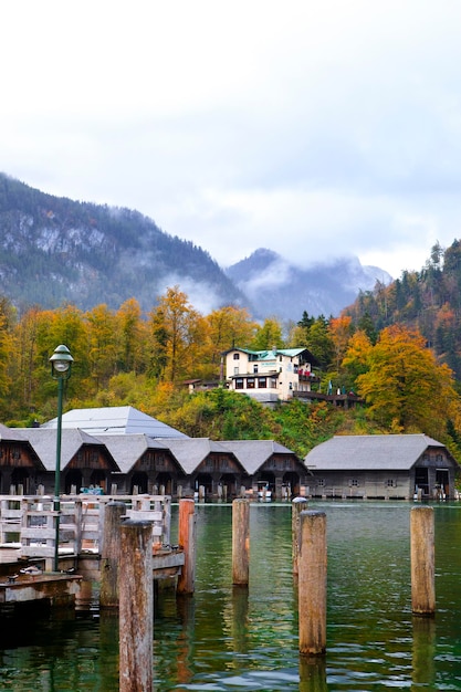 The beautiful Lake King Lake in Germany the yacht stops at the boat house2017 10 08 King Behitchiden Lake in Germany