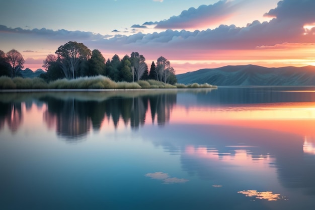 Beautiful lake natural landscape photography wallpaper relax joyful illustration