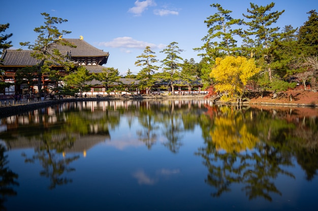 Beautiful lake with reflection in Japan.