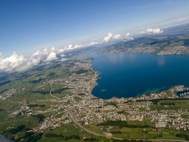 The beautiful Lake Zurich from the plane