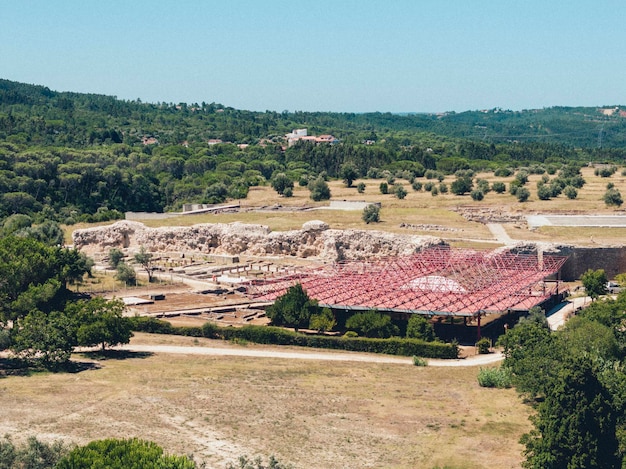 Beautiful landscape of ancient Roman ruins Conimbriga Portugal