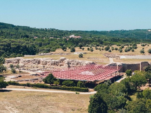 Beautiful landscape of ancient Roman ruins Conimbriga Portugal