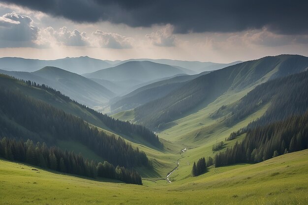 Photo beautiful landscape of apuseni mountains under cloudy sky