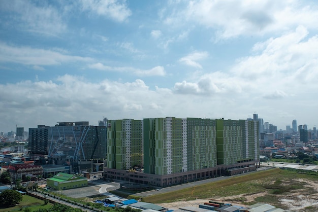 Beautiful landscape of cityscape with city building around phnom penh city