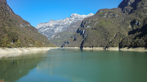 Beautiful Landscape in the dolomites with mountains, lake and nature