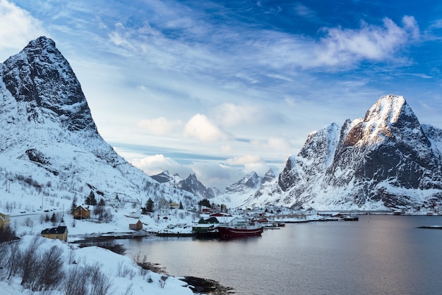 Beautiful landscape. guide to Reine on Norway Lofoten Islands. Norway