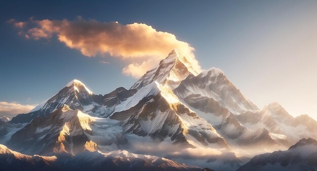 Beautiful landscape of Himalayas mountains at sunset Nepal