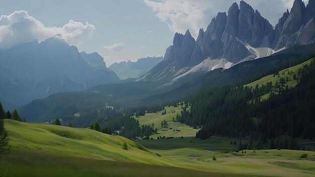 Photo beautiful landscape of italian dolomites santa magdalena generative ai