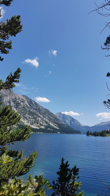 A beautiful landscape of a lake and mountains