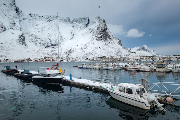 Beautiful landscape of Lofoten Island in the winter