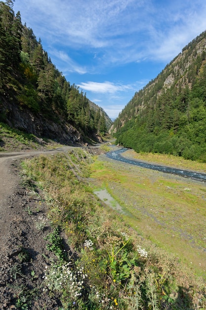 Beautiful landscape of the mountainous region of Georgia Tusheti Travel