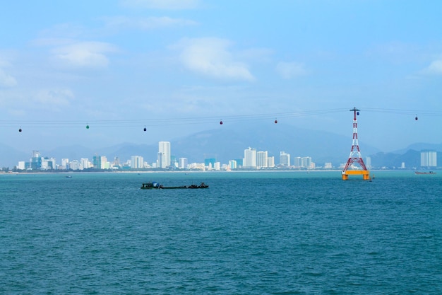 Beautiful landscape of Nha Trang city view from the sea. Vietnam