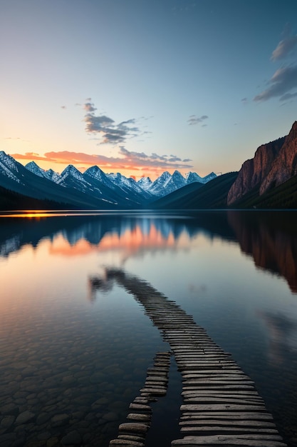 Beautiful landscape photography wallpaper background peaks lake canyon sky white clouds