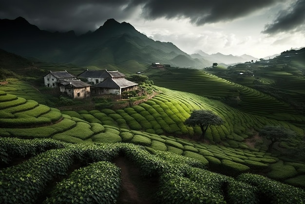 Beautiful landscape of tea field