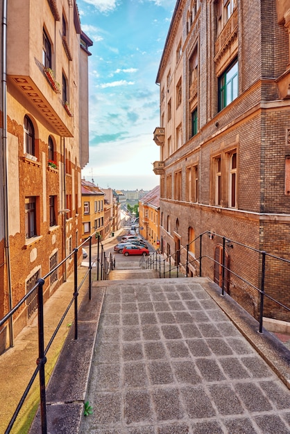 Beautiful landscape and urban view of the Budapest, streets, buildings. Hungary