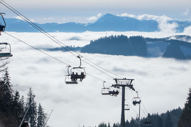 Beautiful landscape view of carpathian bukovel mountain ski resort ukraine