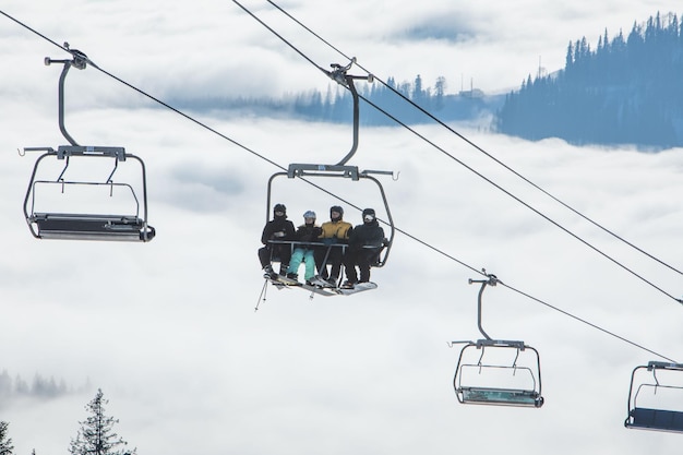 Beautiful landscape view of carpathian bukovel mountain ski resort