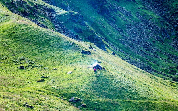 Beautiful landscape view of Mountain range during Monsoon season at Nepal.