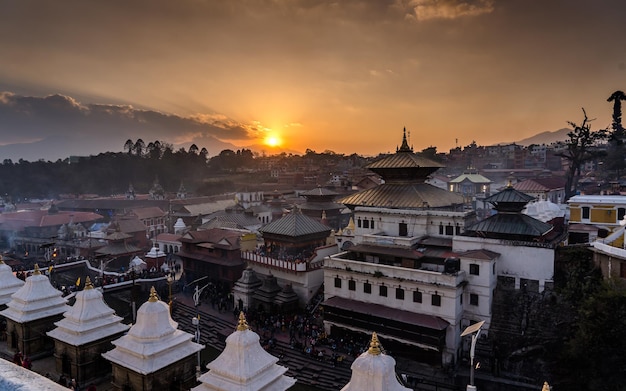 Beautiful landscape view of Pashupatinath Temple during maha shivratri festival at KathmanduNepal