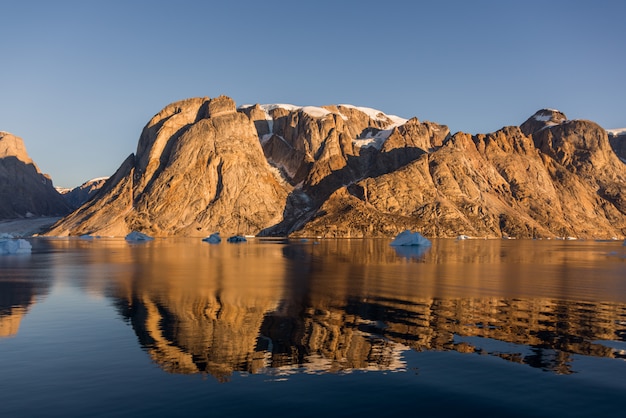 Beautiful landscape with iceberg in Greenland at summer time. Sunny weather.