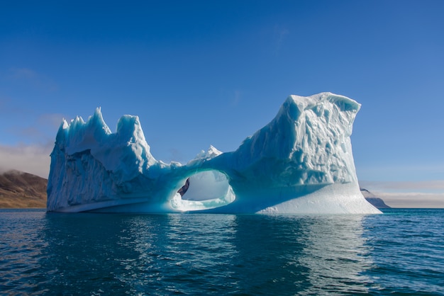 Beautiful landscape with iceberg in Greenland at summer time. Sunny weather.