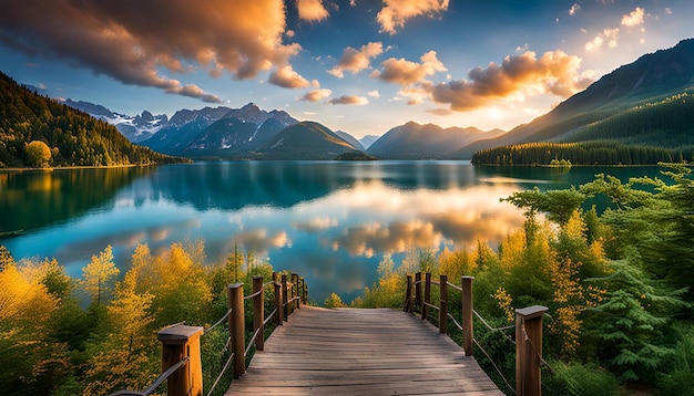 Photo beautiful landscape with lake beautiful landscape with lake