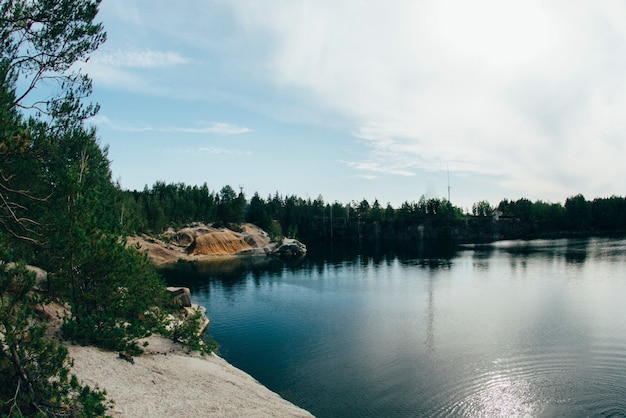 Beautiful landscape with lake and trees